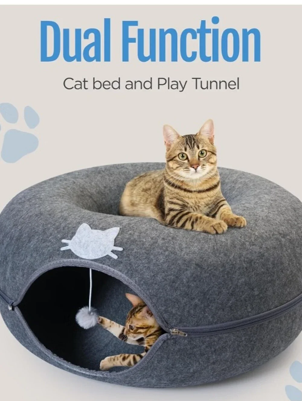 Meow Mansion Large Cat Cave Donut - Cat Tunnel; up to 30lbs - 3 Toy Balls